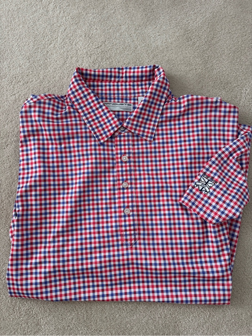 Carnoustie Performance Red and Blue Gingham Short-Sleeve XL